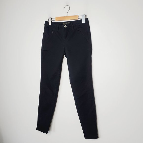 Zara Z1975 Pants Skinny Stretch Modern Minimalist Sleek Deep Black 6 - Picture 2 of 11